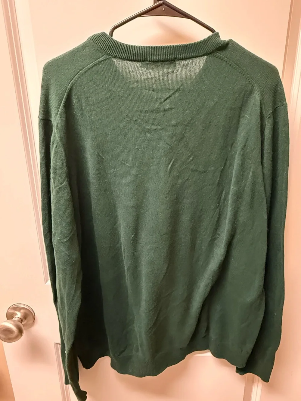 J.Crew Men’s Green Cotton Cashmere V-Neck Sweater Size XL